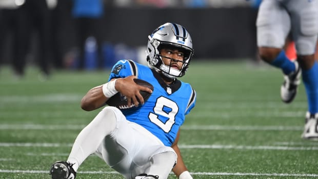 Panthers quarterback Bryce Young showed good pocket awareness this preseason when under pressure.